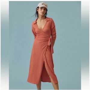 Anthropologie waffle wrap dress